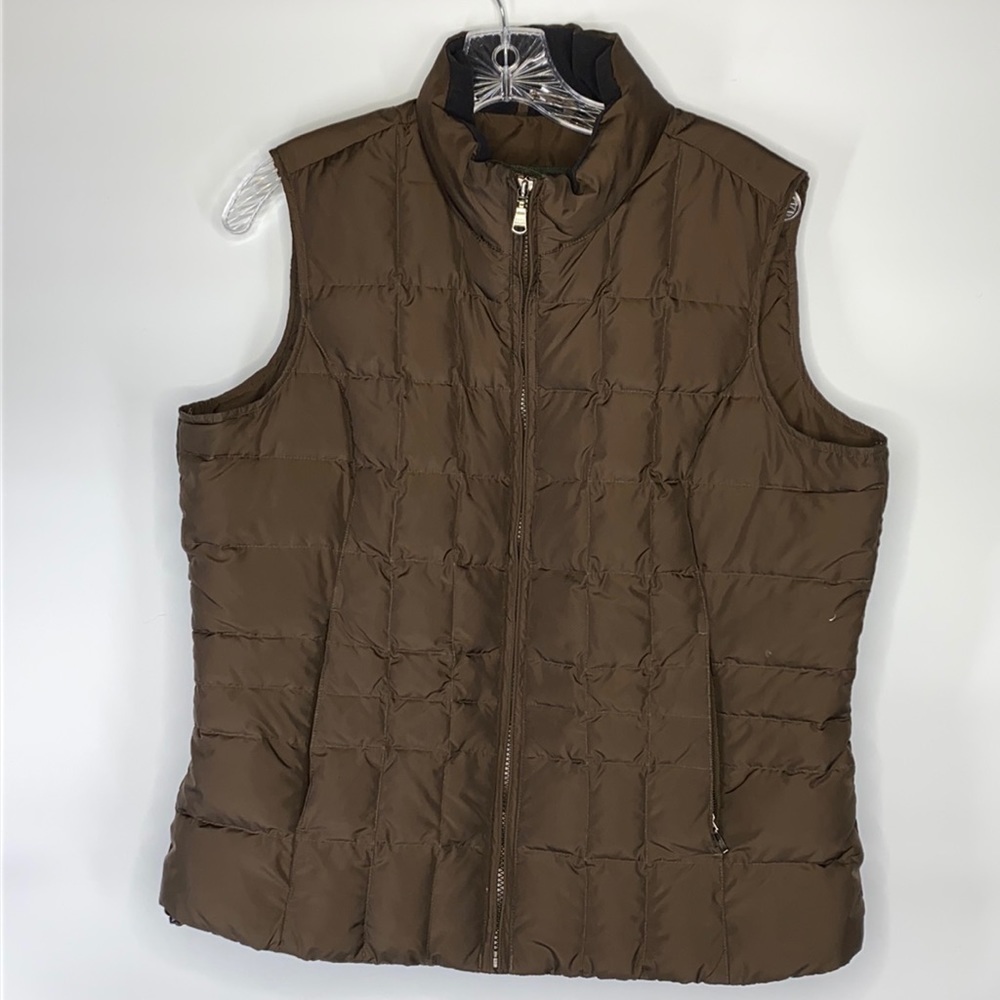 Eddie Bauer Brown Premium Goose Down Puffer Vest Size Large